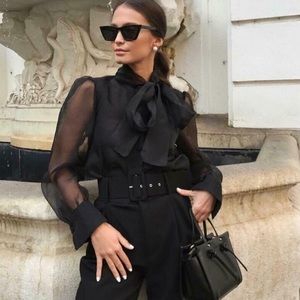 ZARA organza blouse with tie